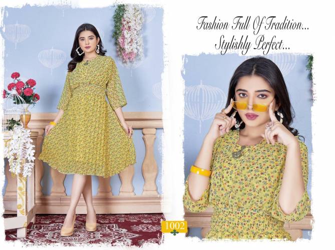 Beauty Goldy Party Wear Wholesale Georgette Kurti Collection